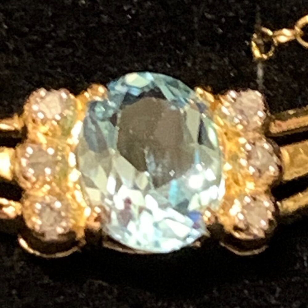 Blue Topaz and Diamond Necklace - Picture 3 of 5
